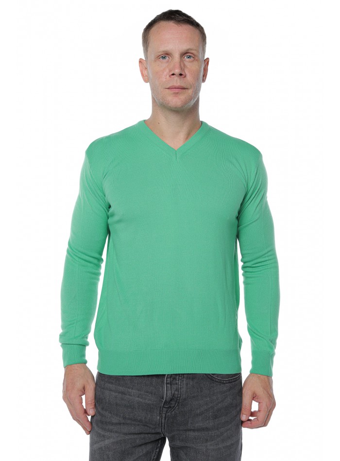 Pulover barbatesc ,Cashmere, Giovane Ricco, in anchior, cu lana merinos si casmir, Verde Deschis